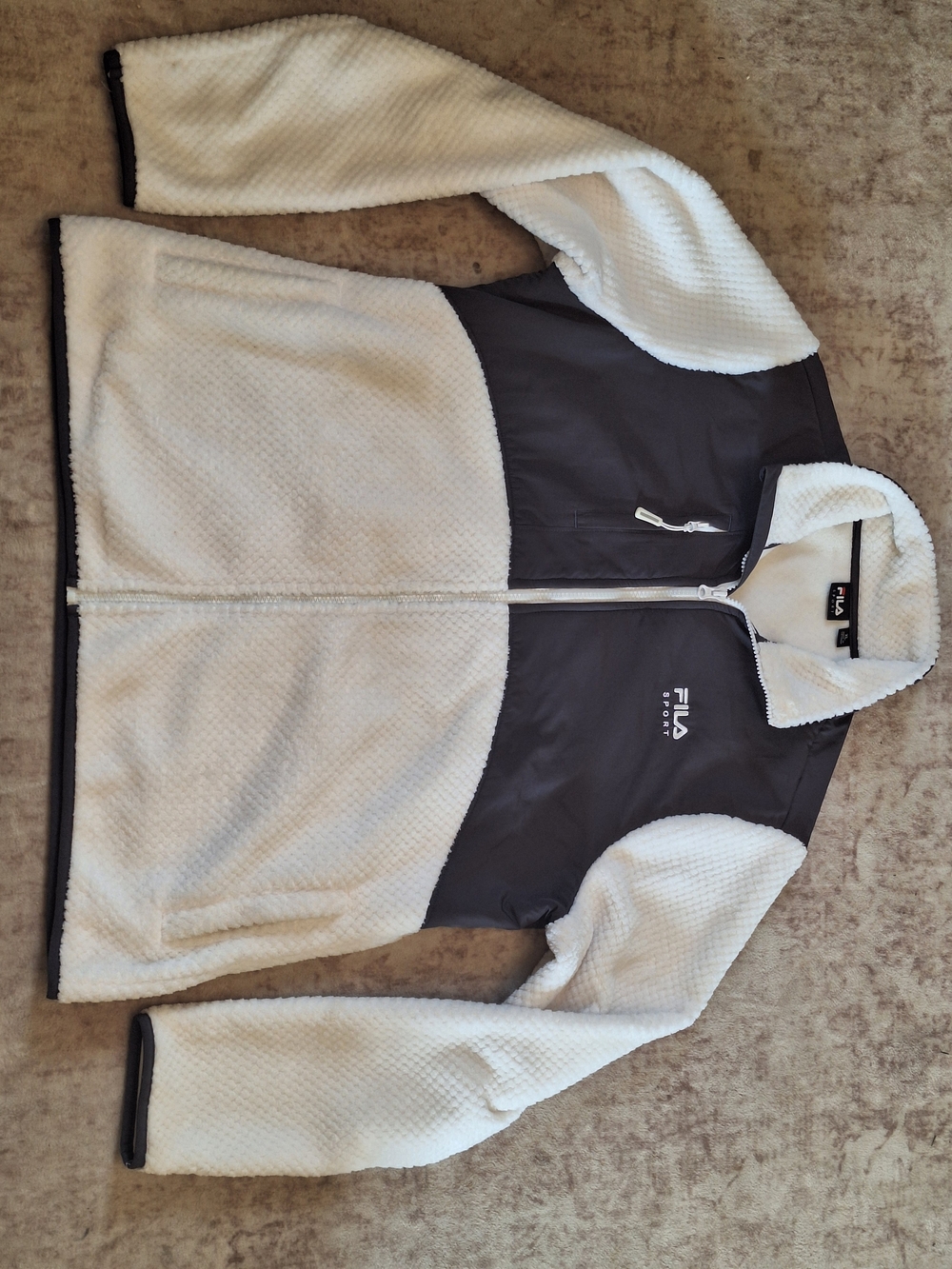 Fila Kids White and Gray Sherpa Zip-Up Jacket